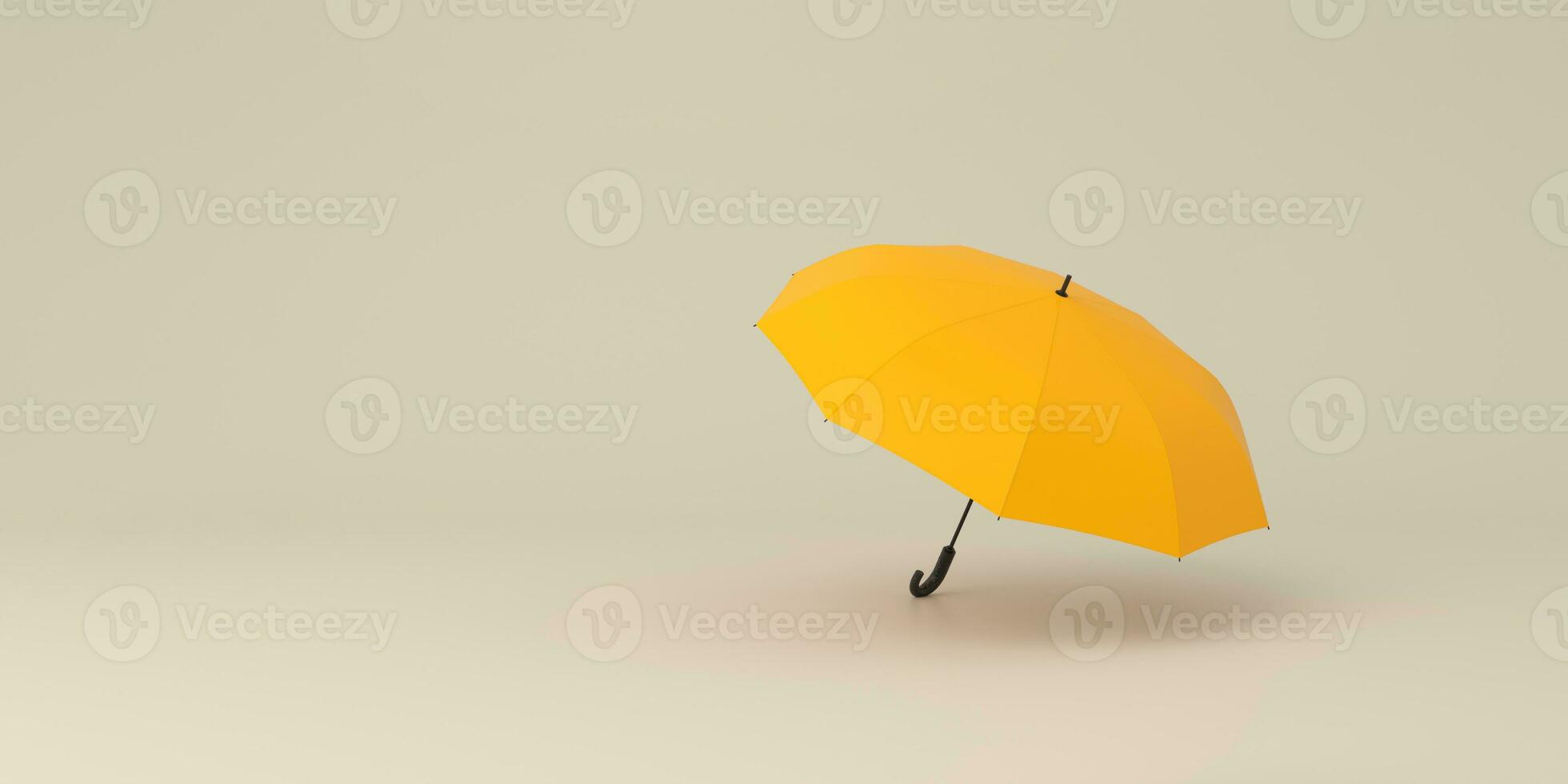 Opened yellow umbrella on studio background.Concept of security. photo