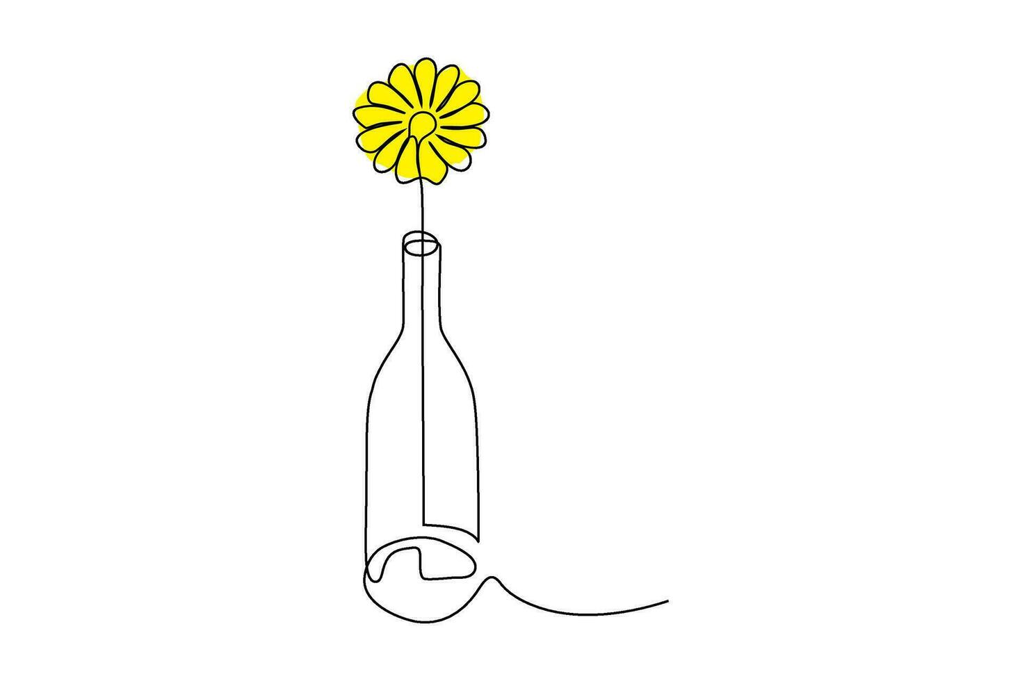 continuous line vector illustration of a flower in a bottle