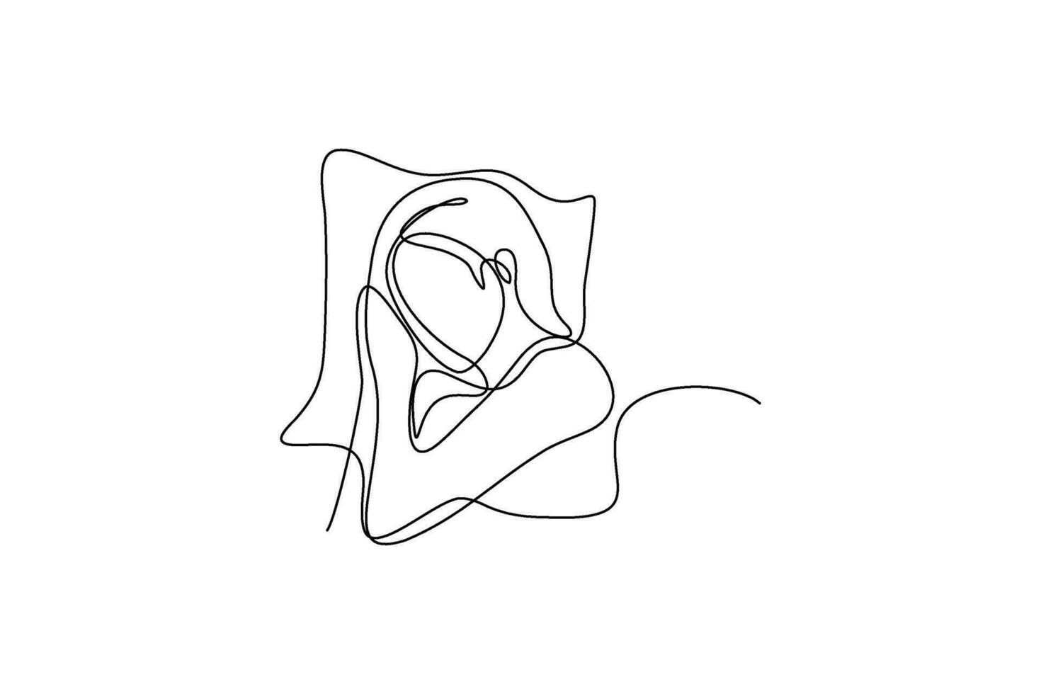 continuous line drawing of sleeping woman vector illustration