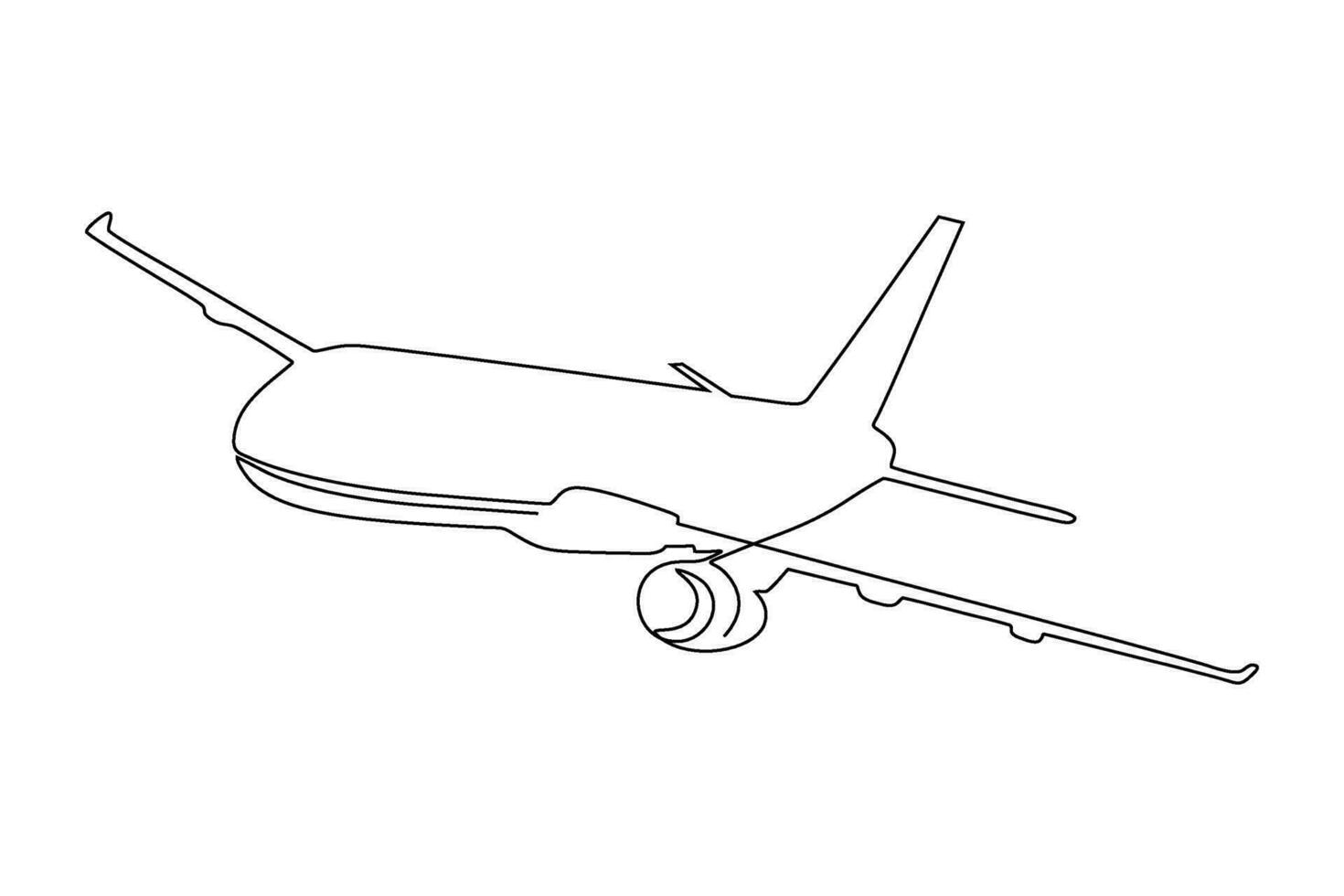 airplane continuous line art drawing vector