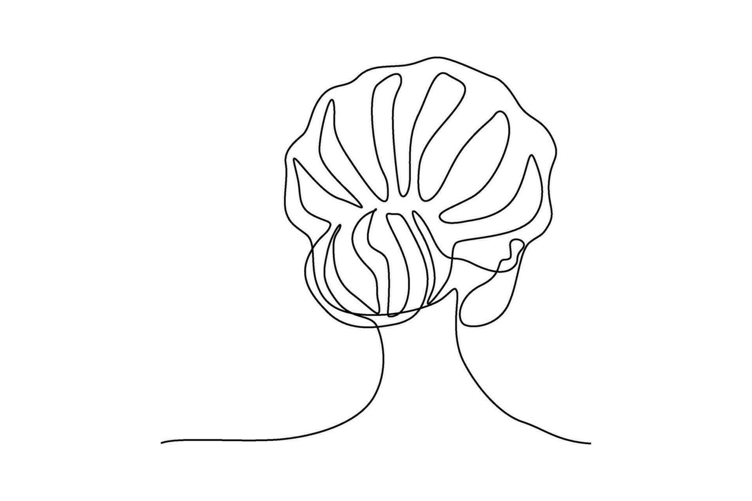 continuous line illustration of woman posing from behind vector