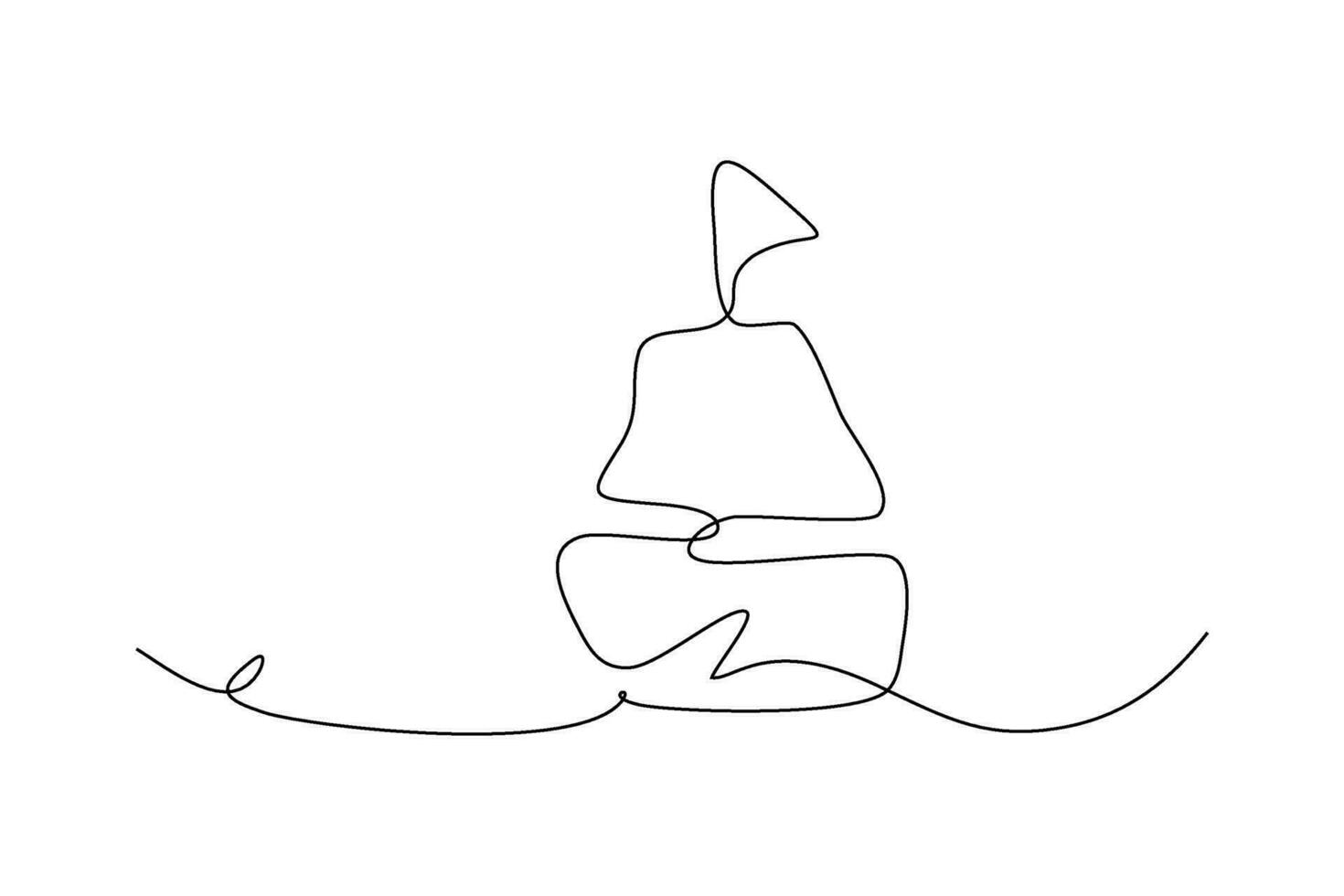 continuous line sailboat vector illustration