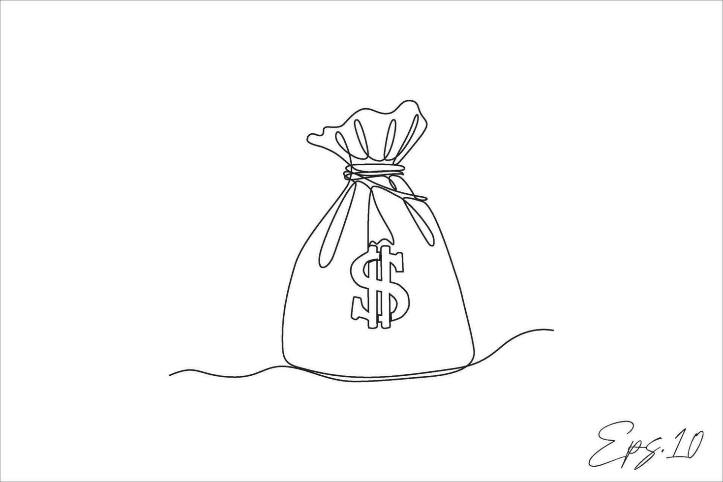 dollar bill sack continuous line vector illustration