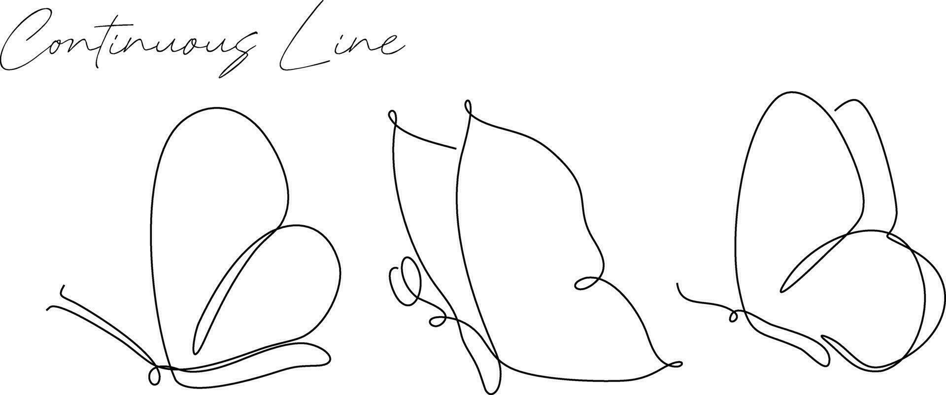 Butterfly continuous line drawing bundle set vector