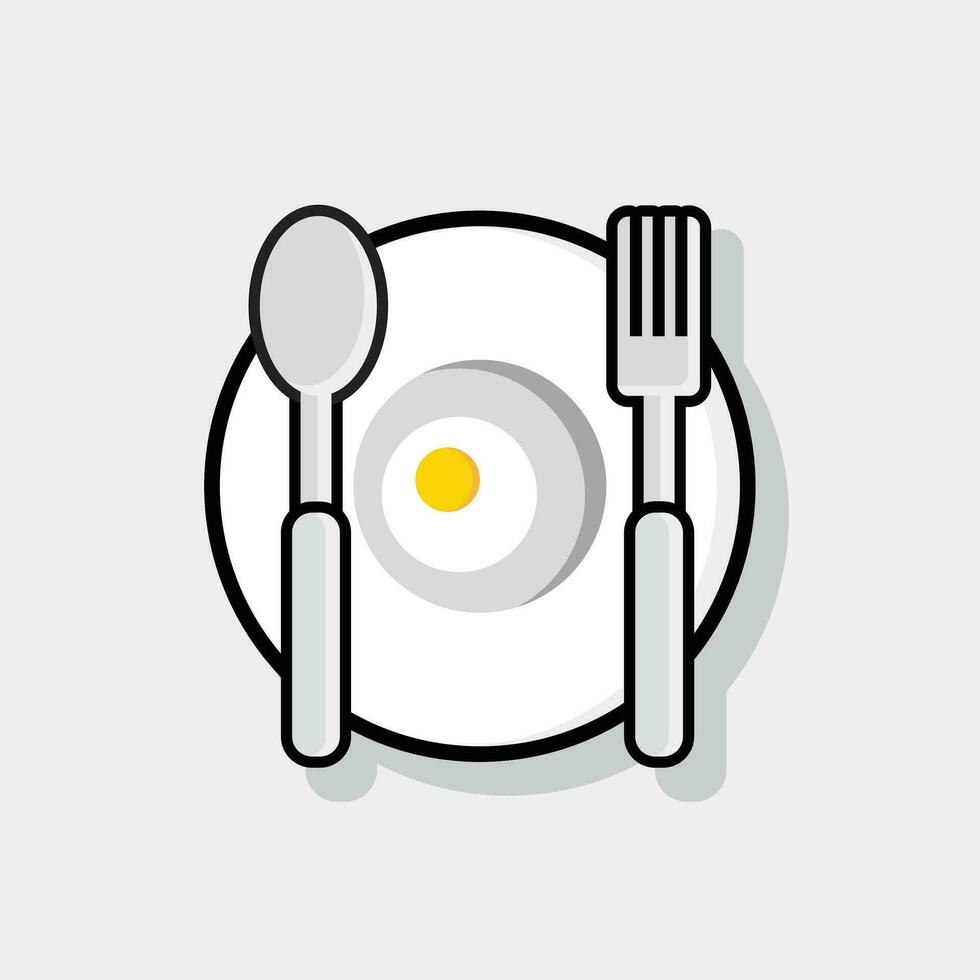 cutlery plate flat icon logo design vector