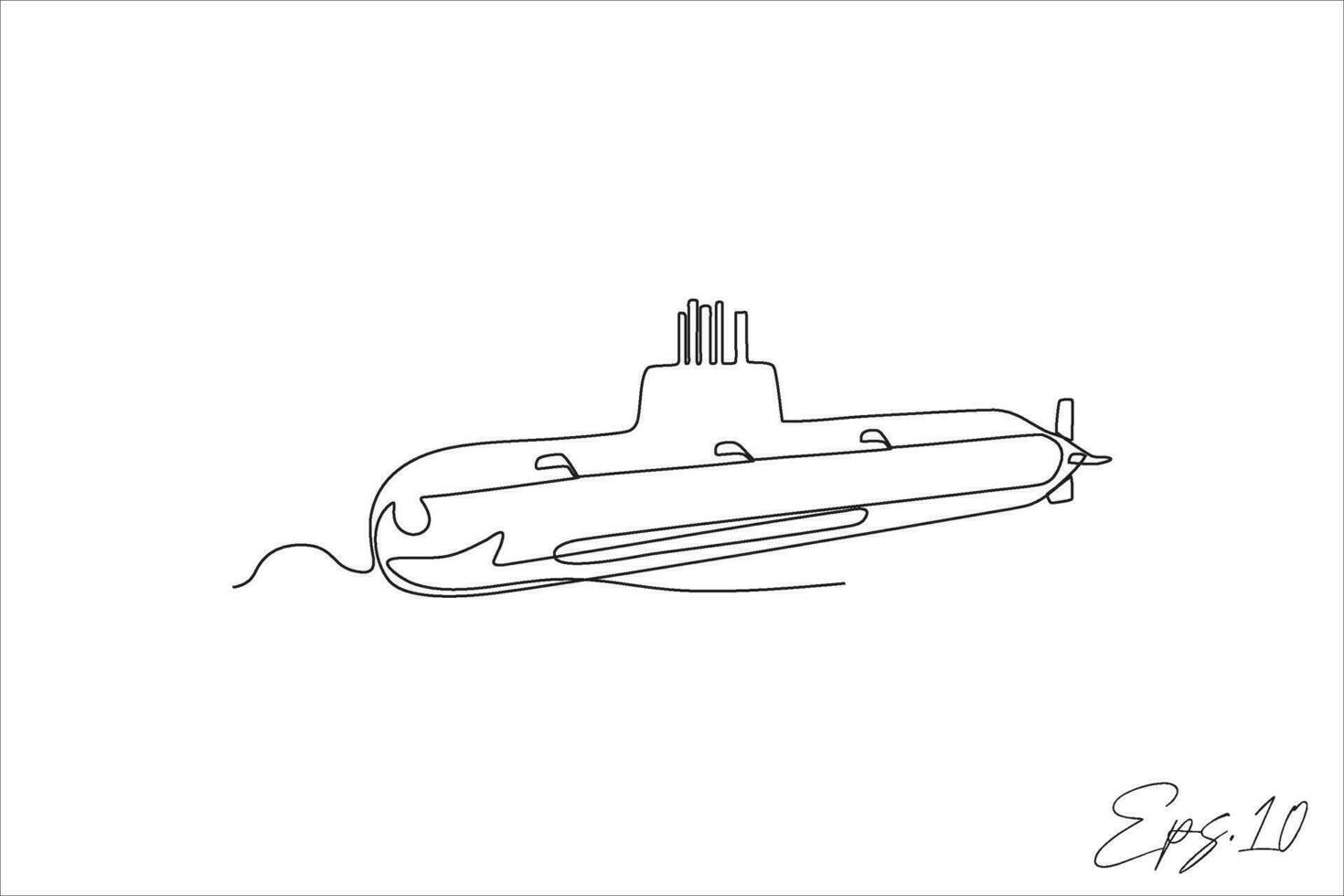 submarino continuo línea vector ilustración