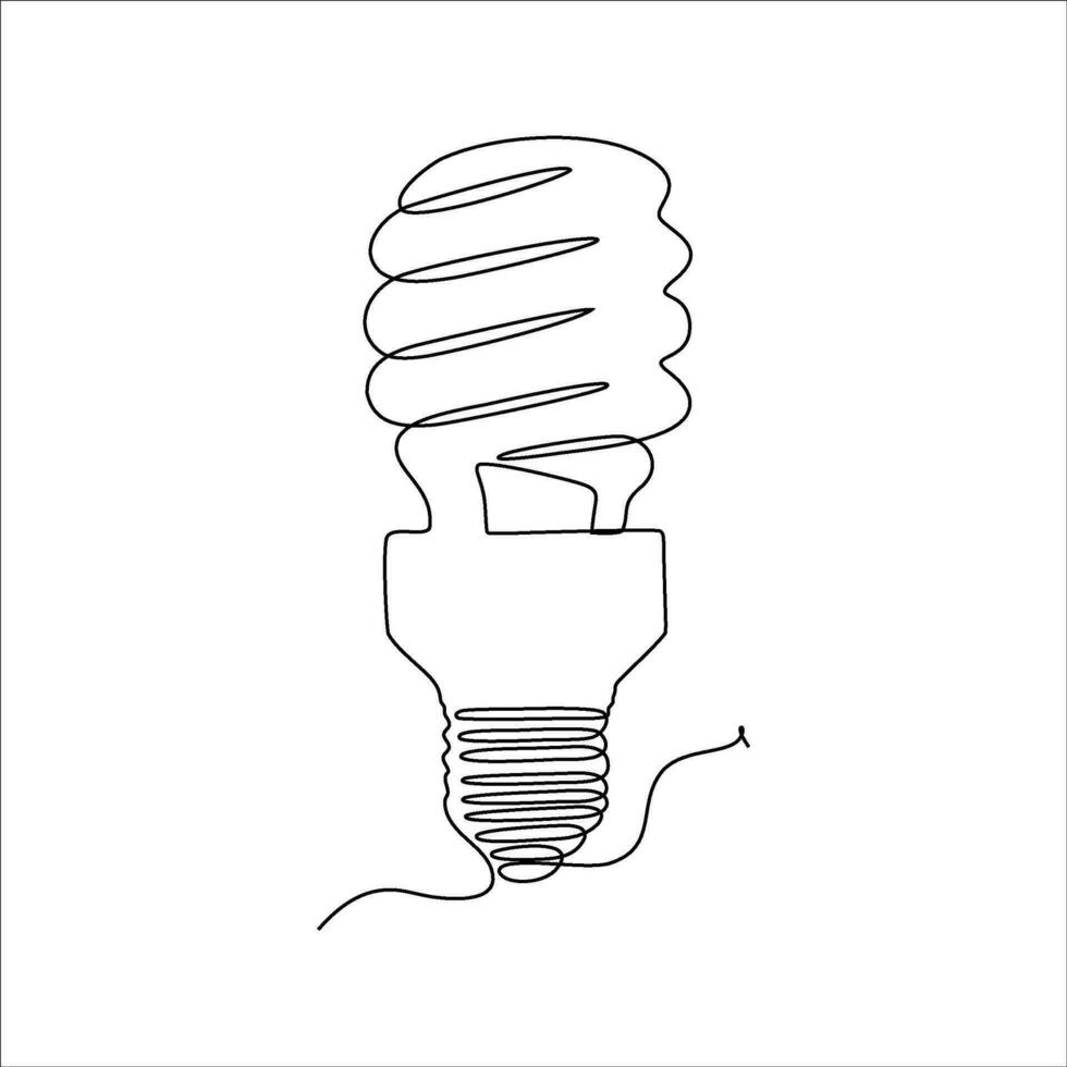 continuous line drawing of a screw light bulb vector