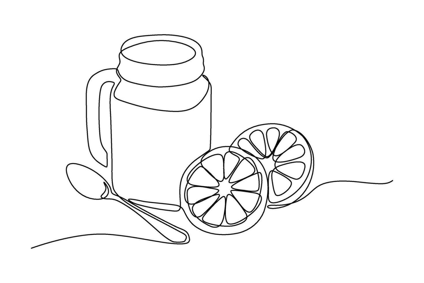 orange juice drink continuous line vector illustration design