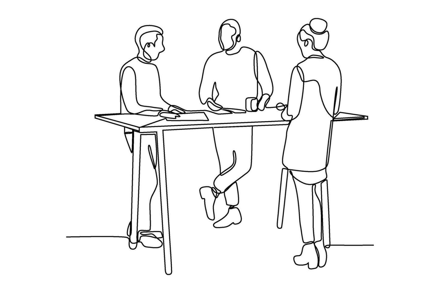 continuous line vector illustration design of people having discussion