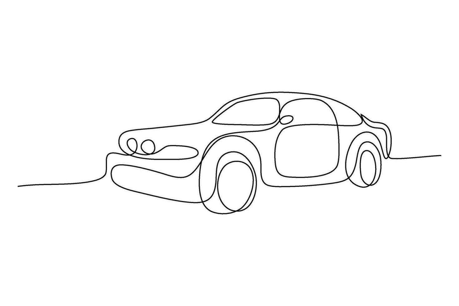 sedan car continuous line art drawing vector