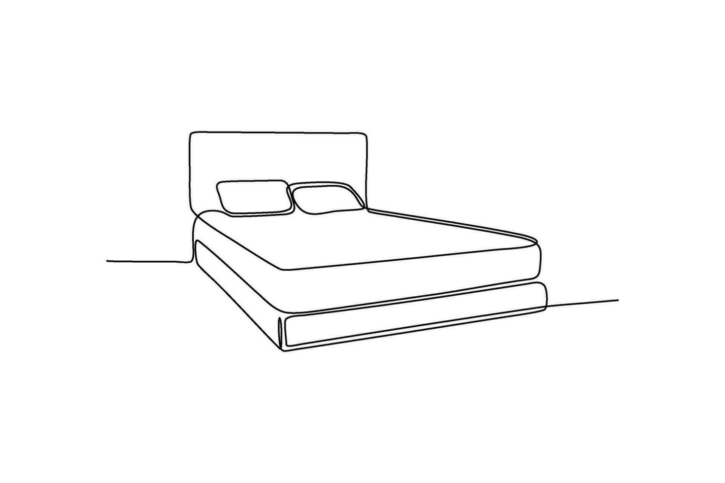 continuous line drawing of bed vector