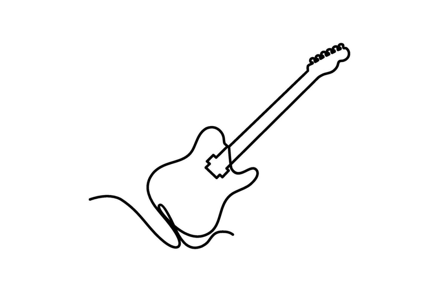 electric guitar continuous line art drawing vector