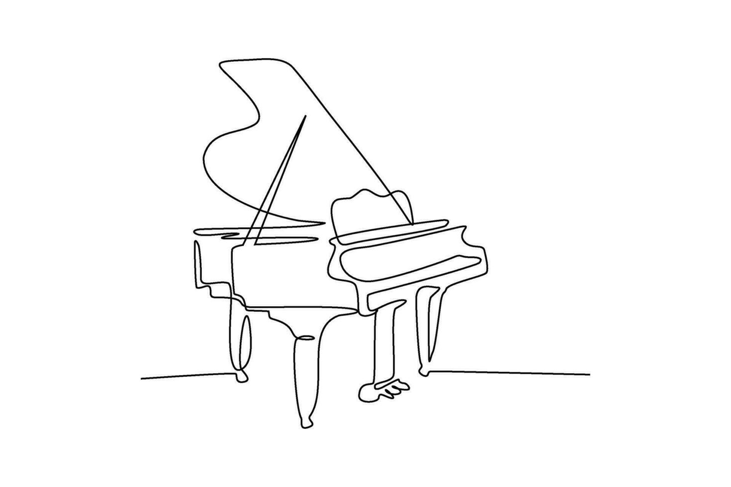 vintage piano continuous line art drawing vector