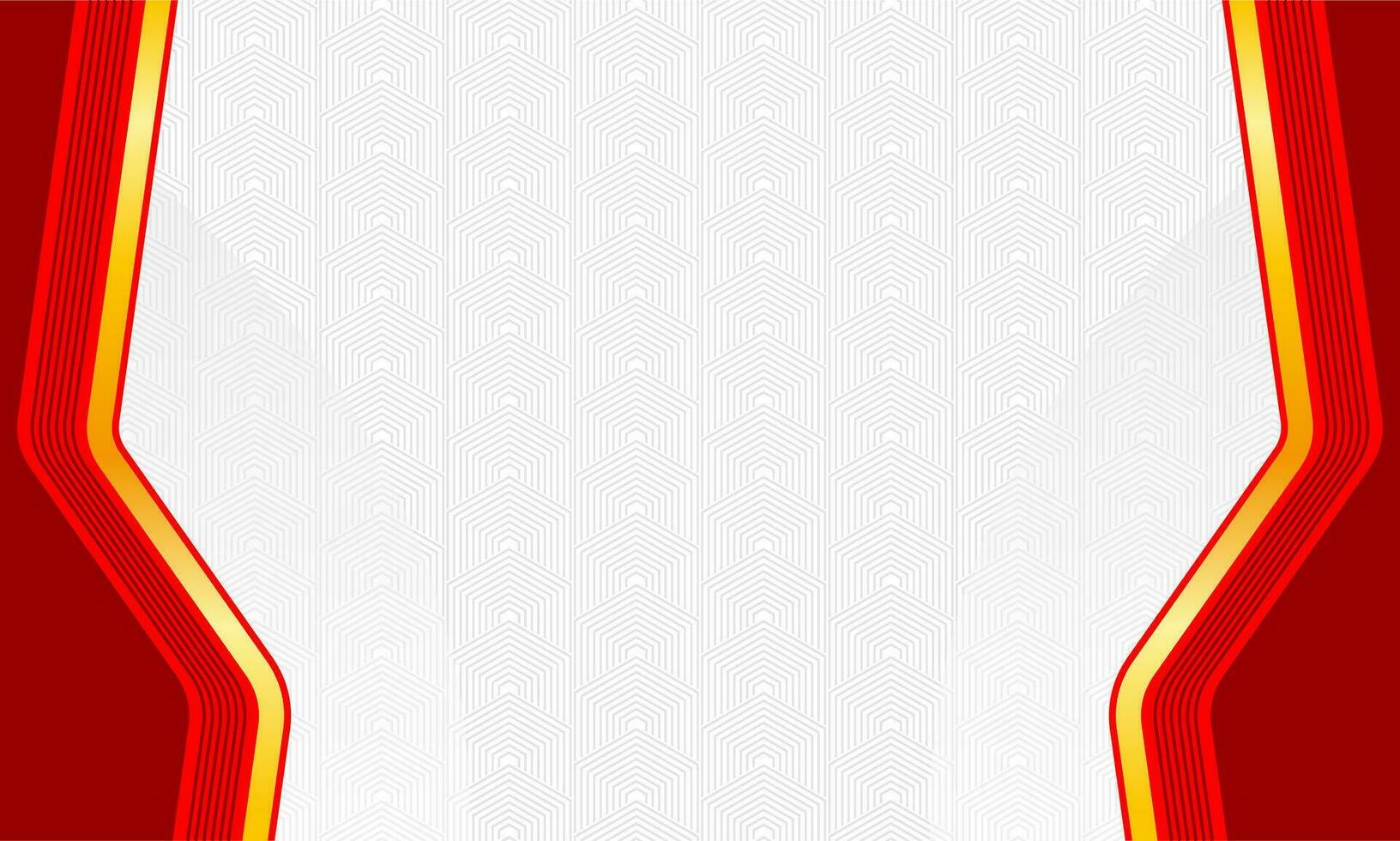 Futuristic red and white background with pattern and gold accent vector