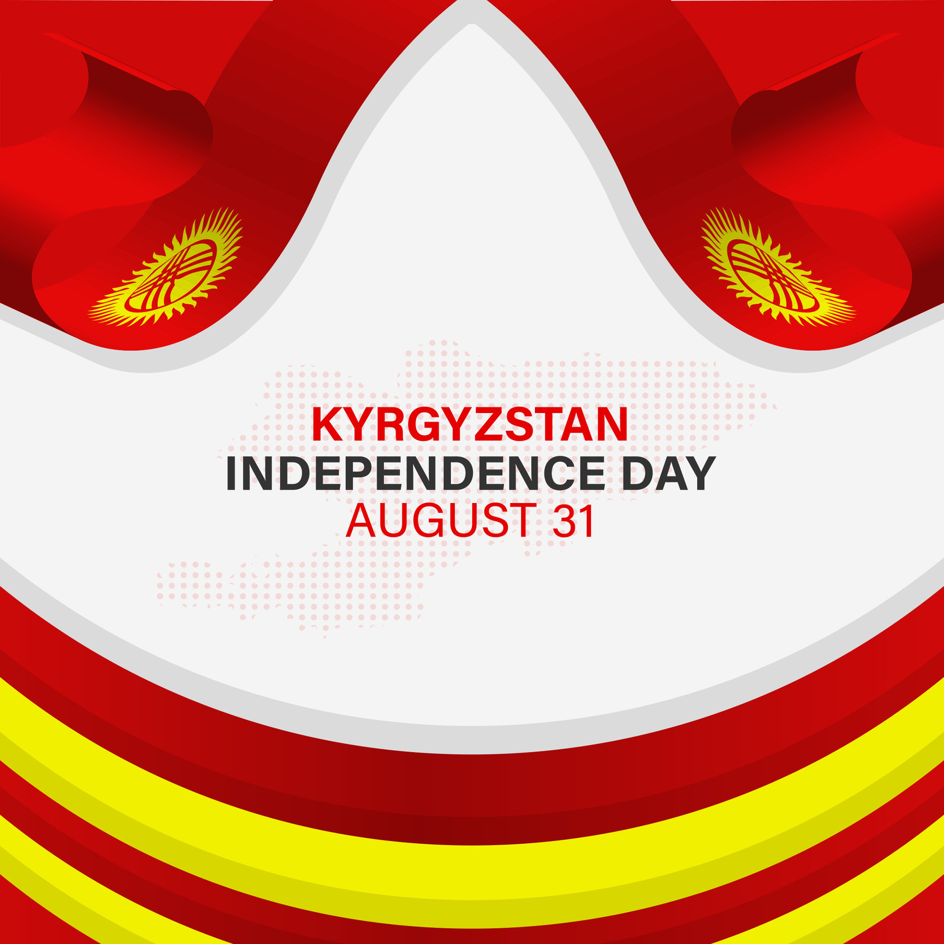 August 31, independence day kyrgyzstan. Kyrgyzstan flag ribbon shape