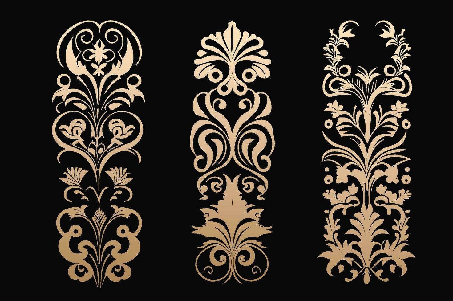 Vintage dividers, floral borders, silhouette  elements vector