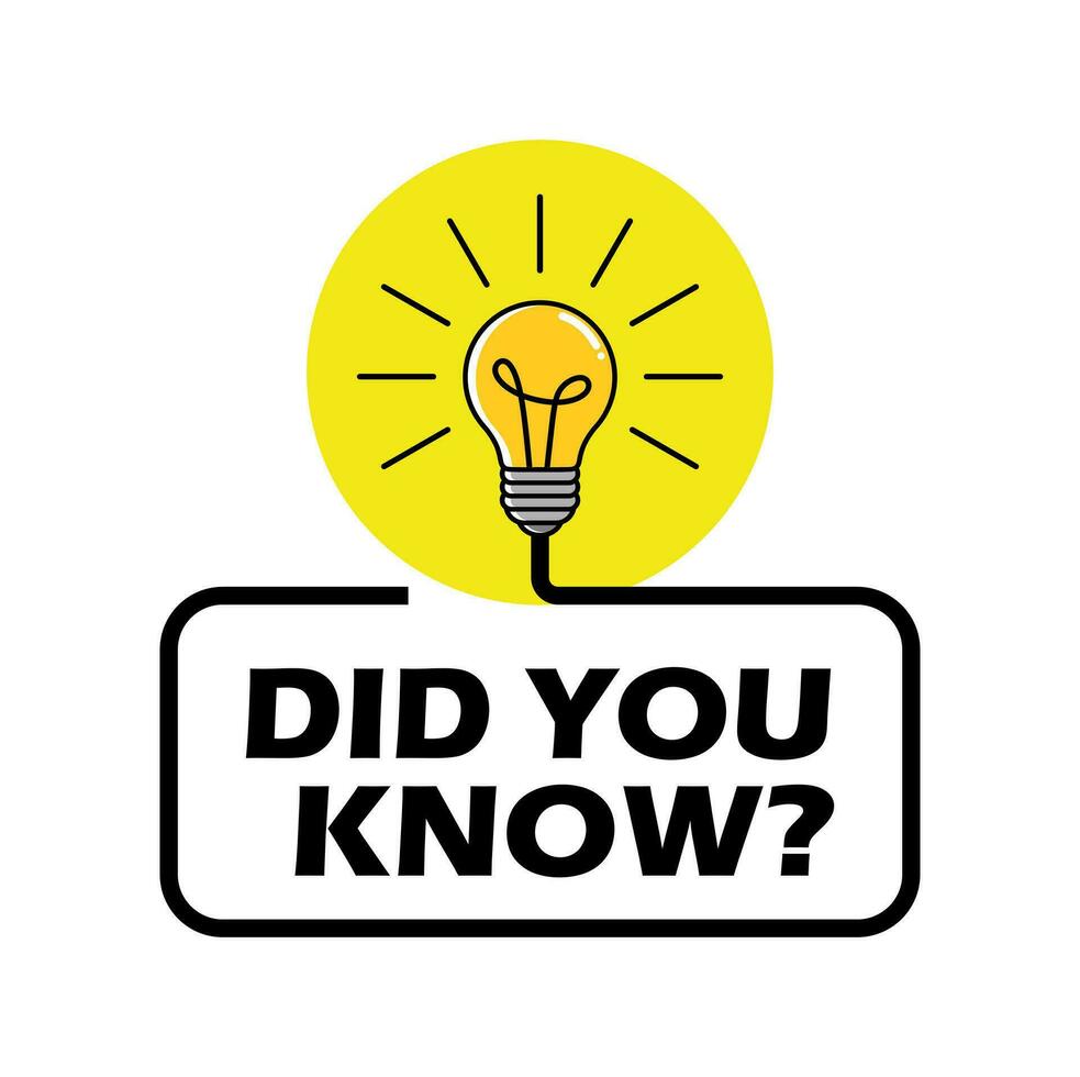 Did You Know label design with light bulb. Did You Know sign illustration vector. vector