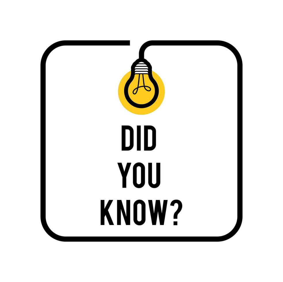 Did You Know label design with light bulb. Did You Know sign illustration vector. vector