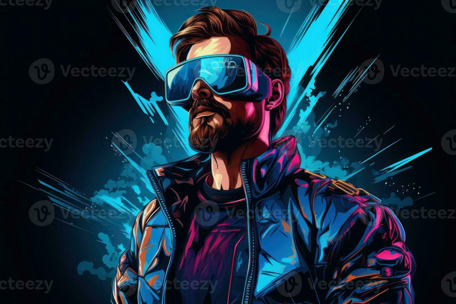 Young man in VR glasses photo