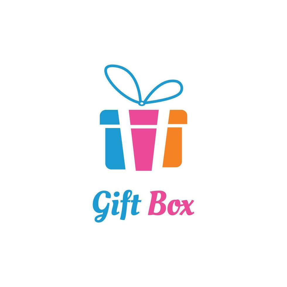 Gift Box Logo Template Isolated on White Background vector