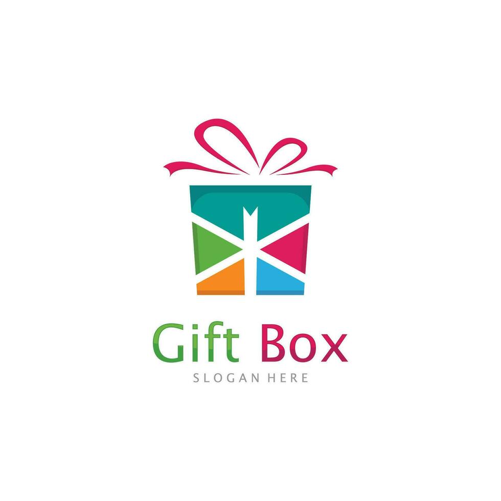 Gift Box Logo Template Isolated on White Background vector