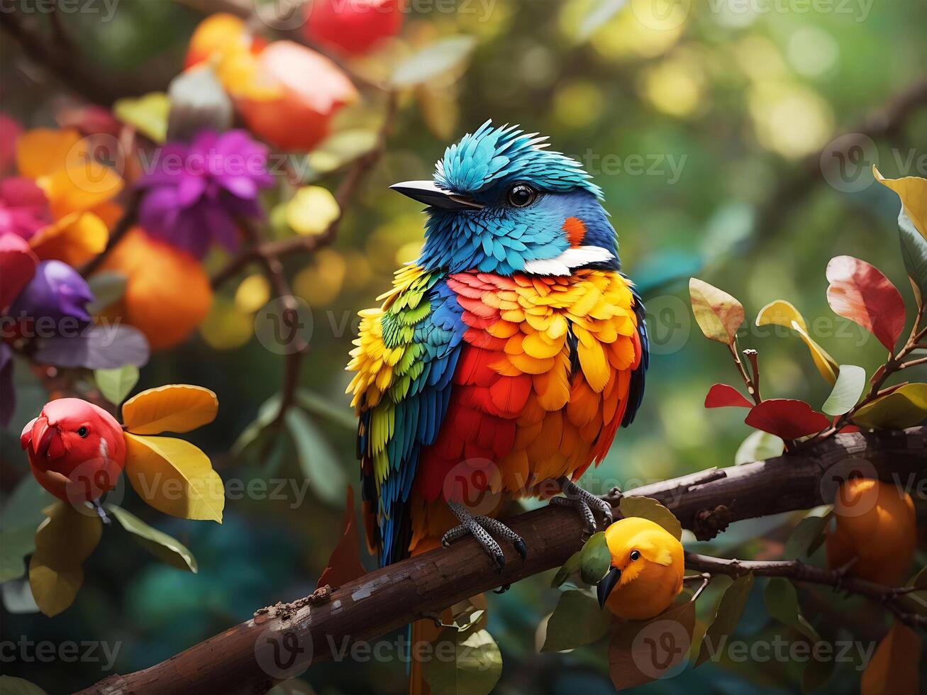 A Colorful bird in forest ai generated photo