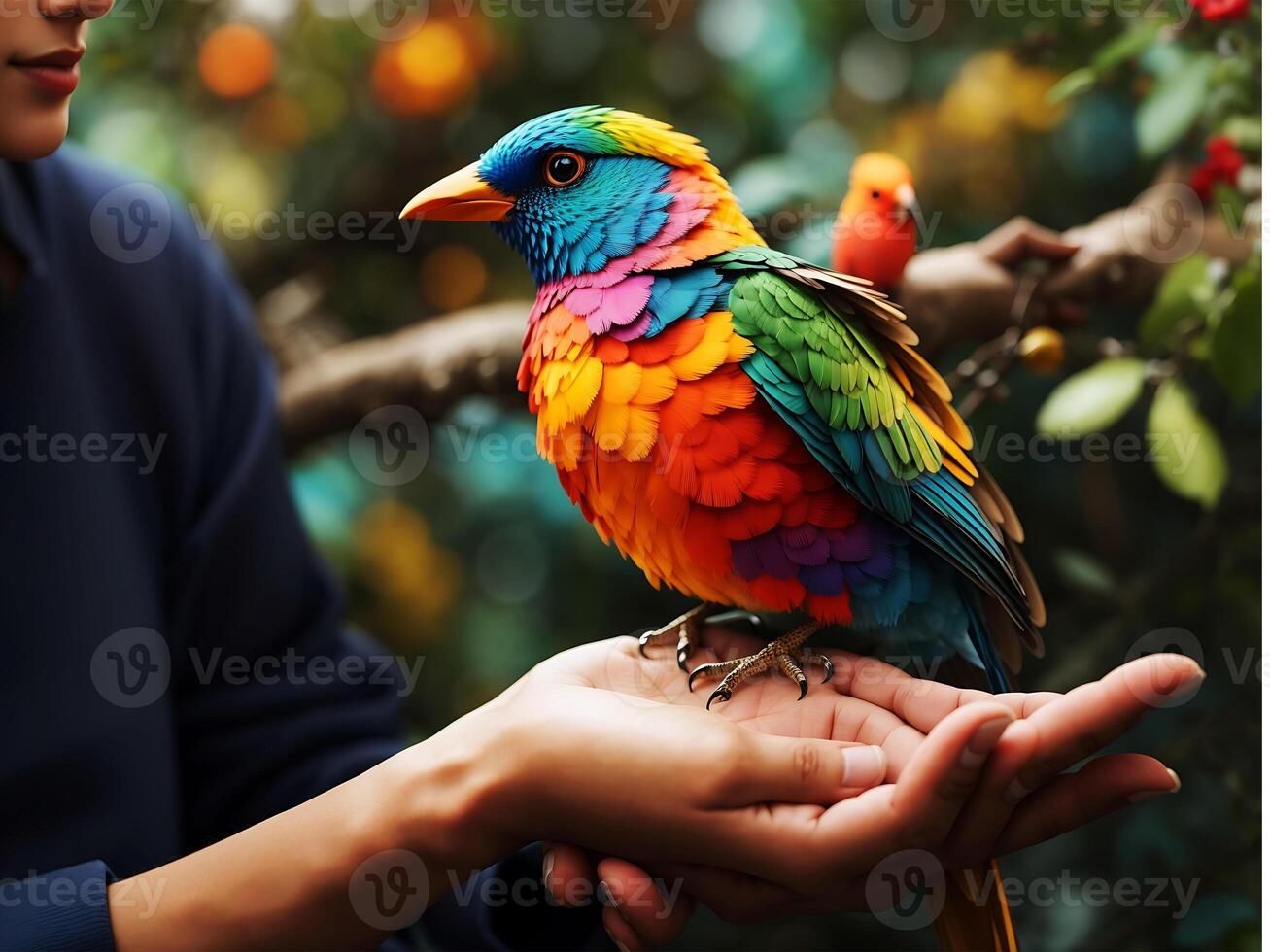 A Colorful bird in forest ai generated photo