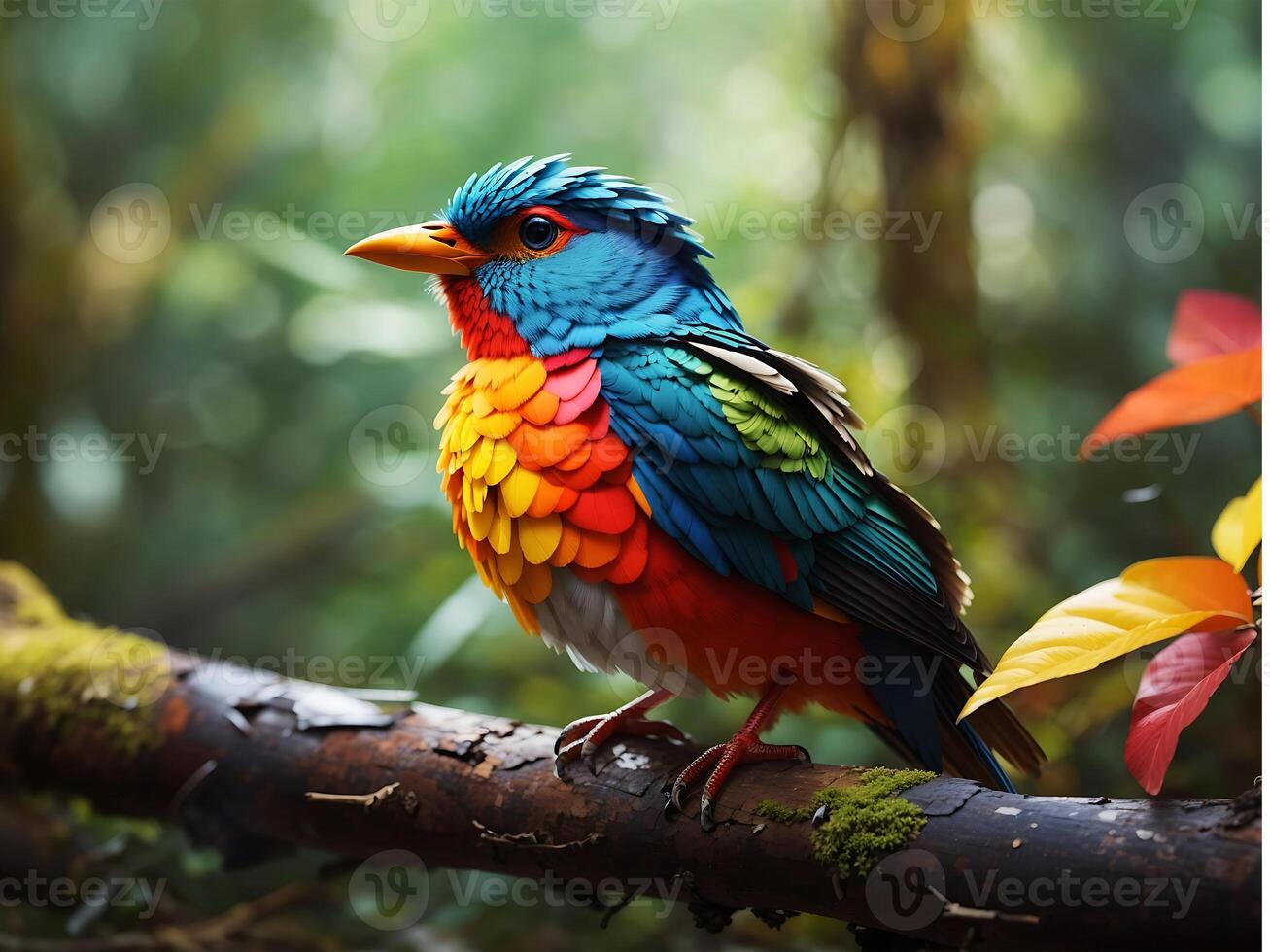 A Colorful bird in forest photo
