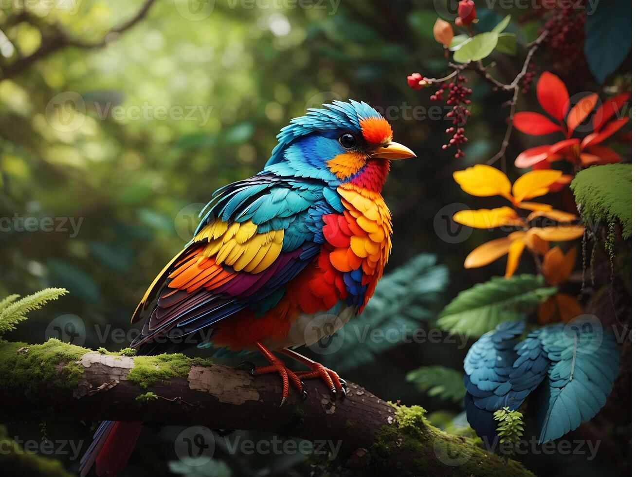 A Colorful bird in forest ai generated photo