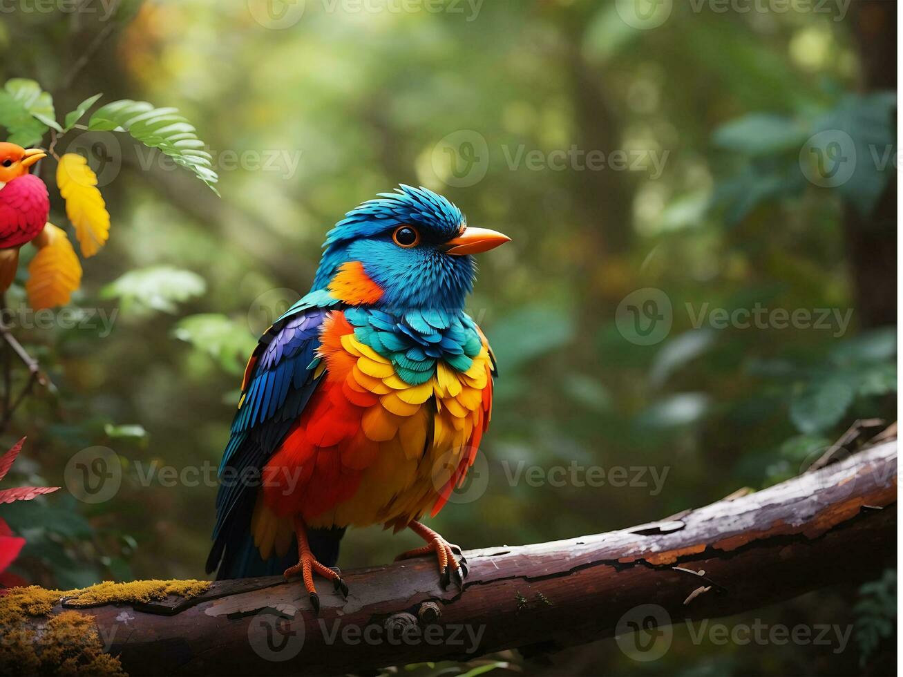 A Colorful bird in forest ai generated photo