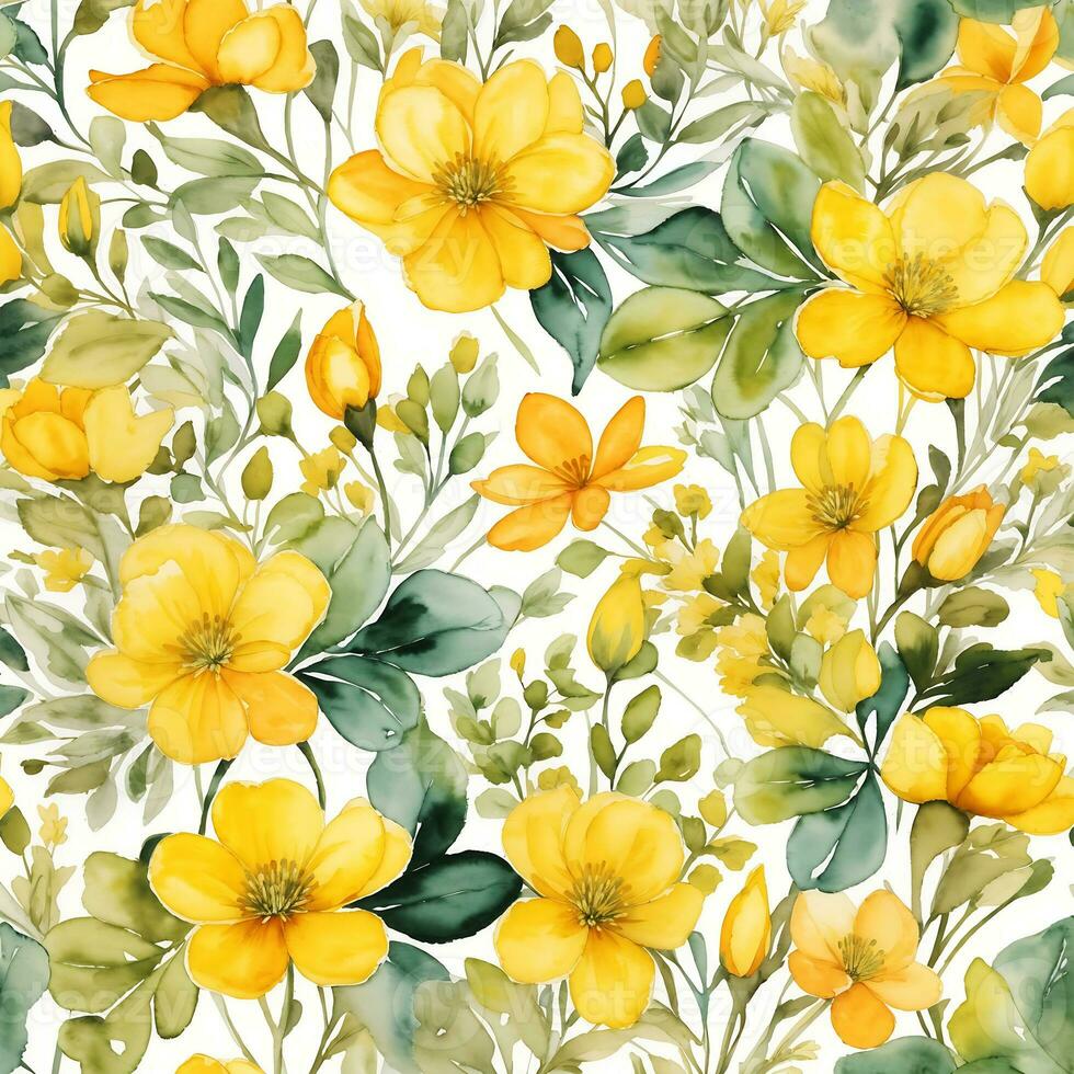 flowers watercolor seamless patterns photo