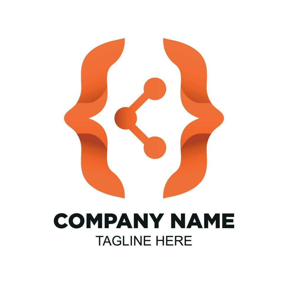 Vector Logo Modern Orange Gradient Code, Suitable for Technology Companies