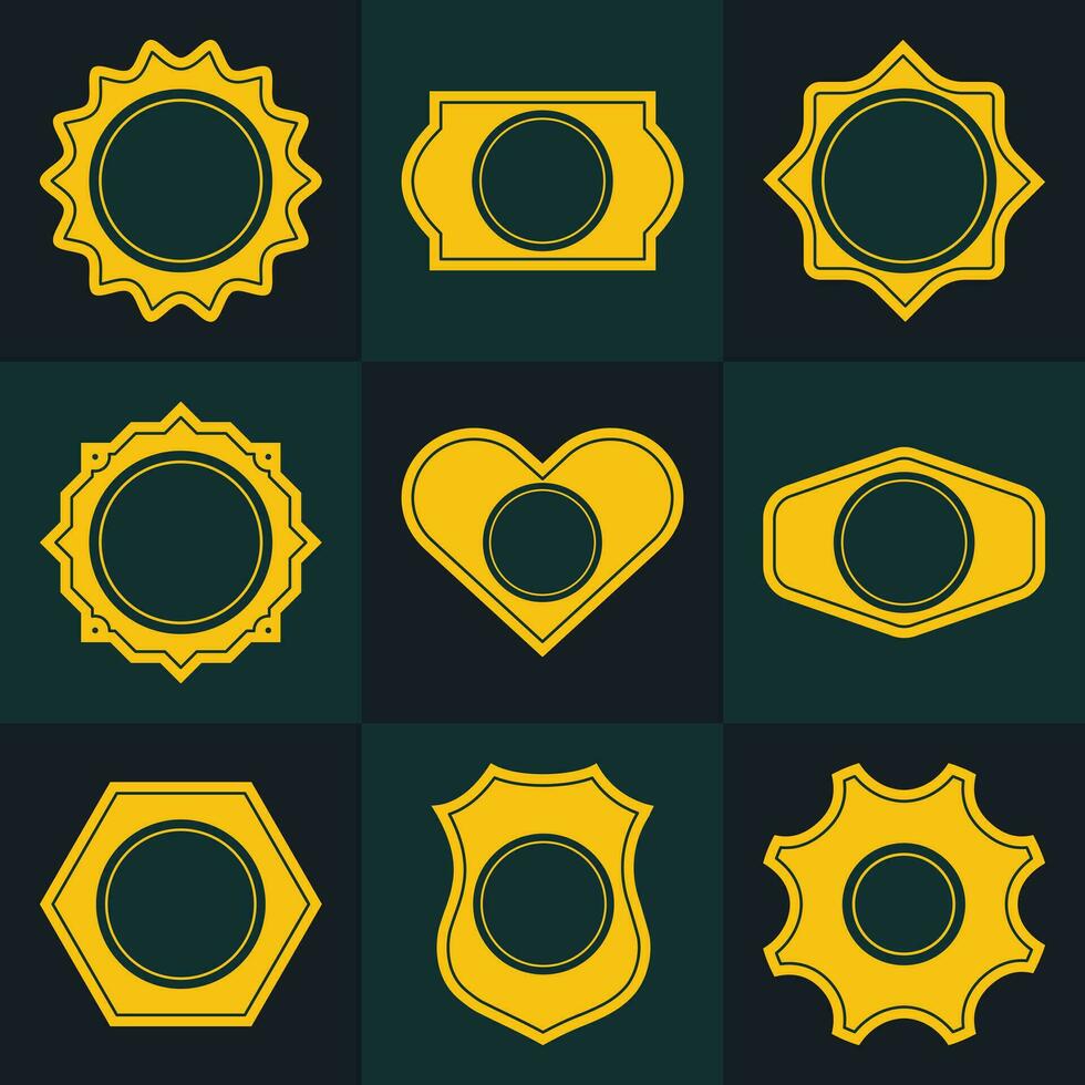 set of retro golden abstract vintage shape vector illustration