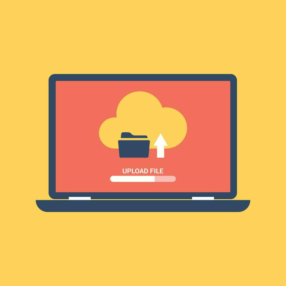 Upload file and folder in internet concept flat design vector