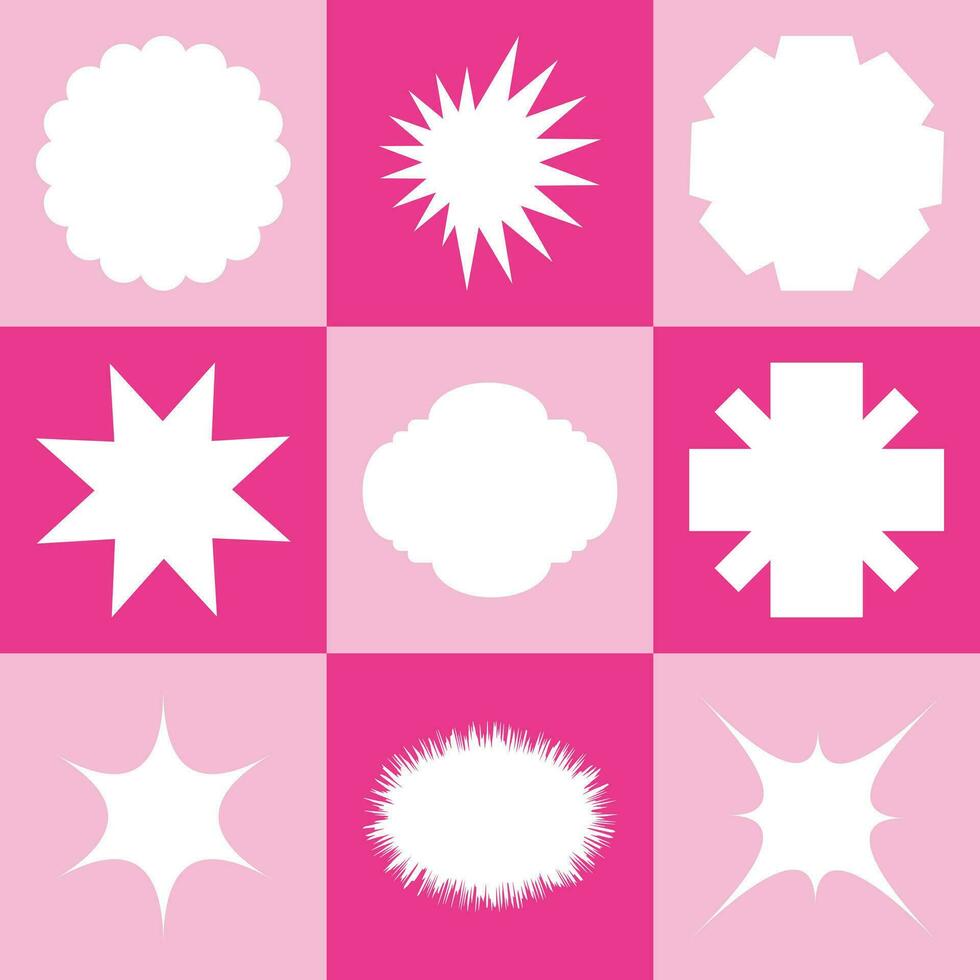 Set of abstract geometric white, pink shape vector