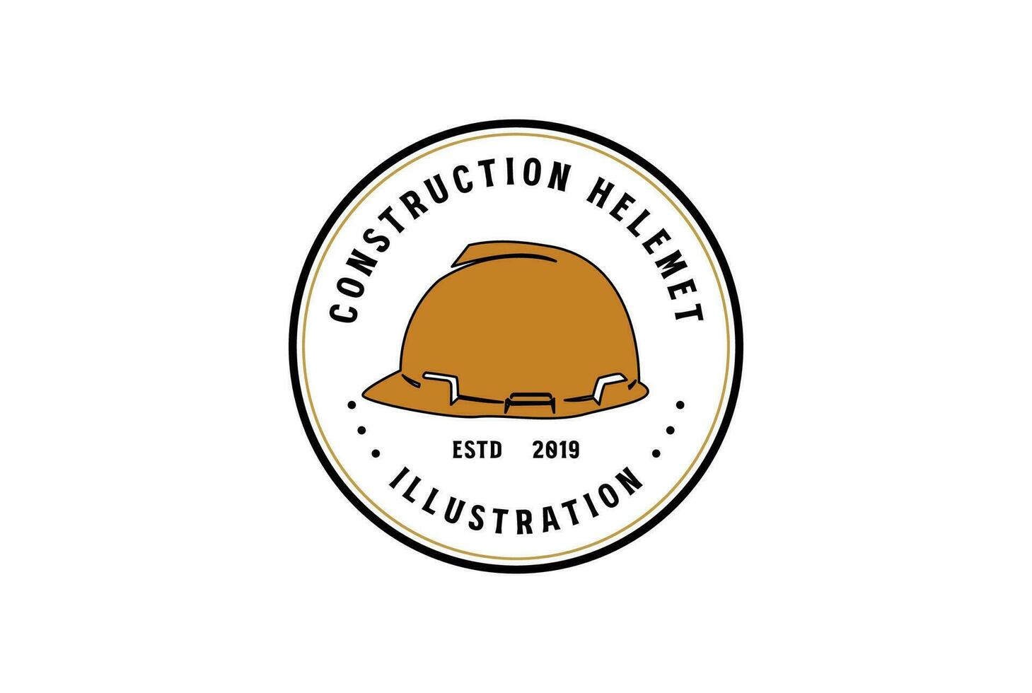 Vintage Retro Builder Helmet Badge Emblem Label for Construction Illustration Vector