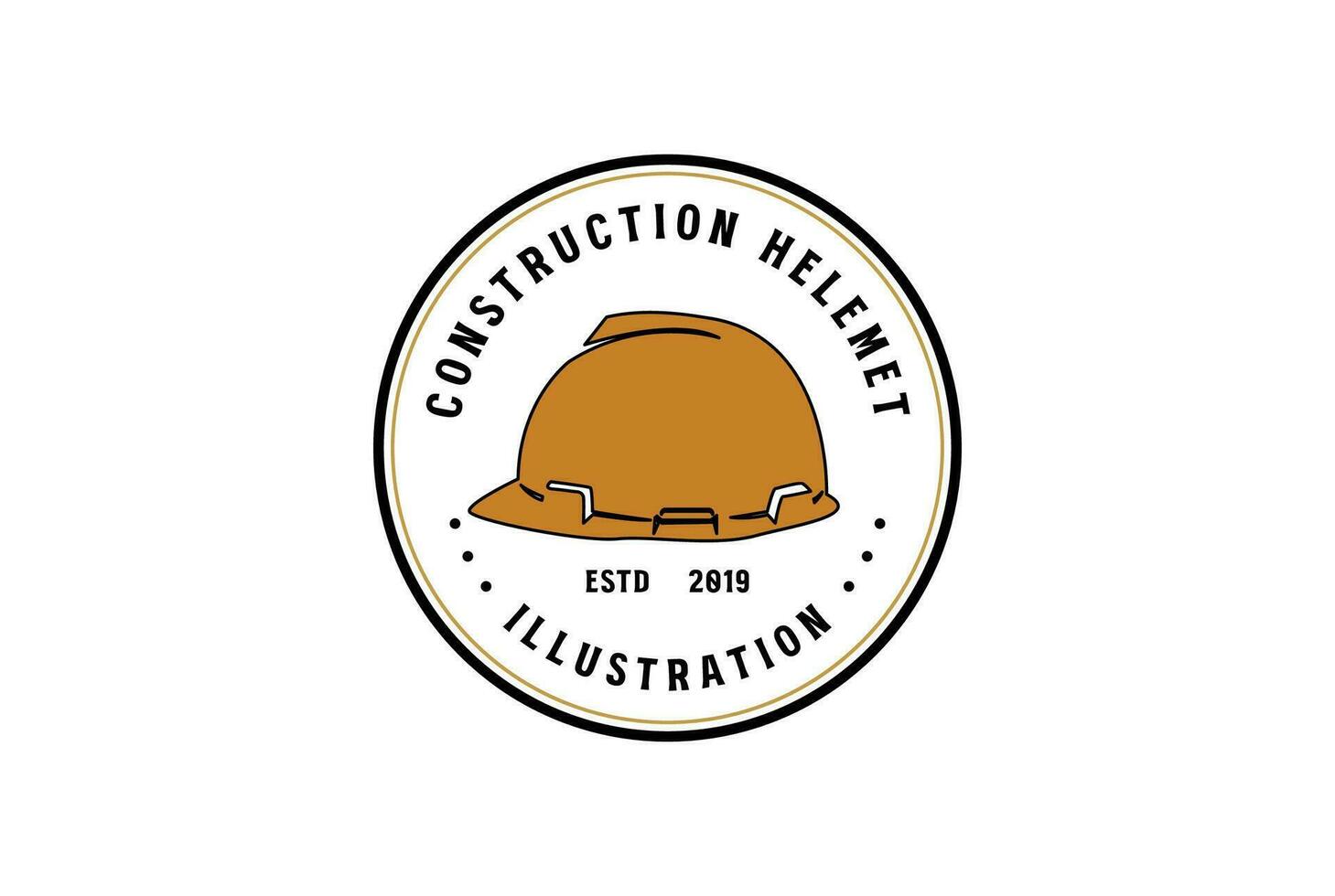 Vintage Retro Builder Helmet Badge Emblem Label for Construction Illustration Vector