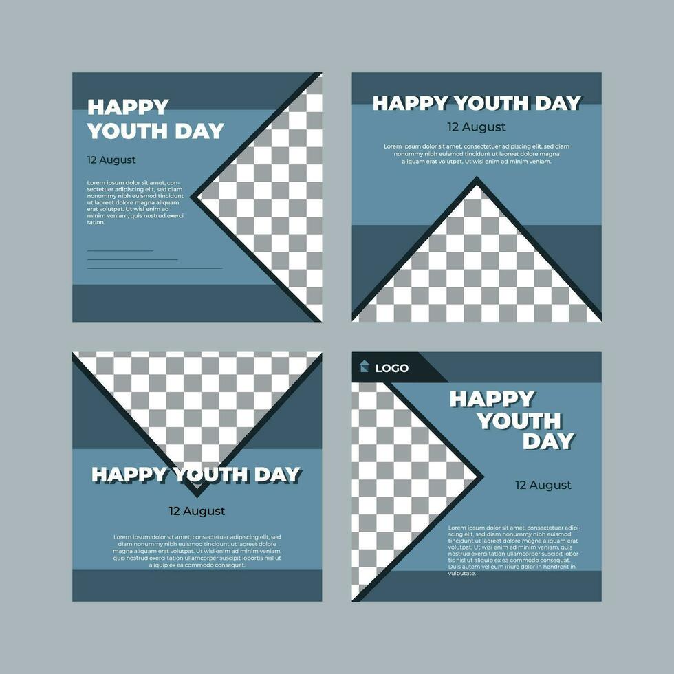 Creative vector of social media post template for Youth day, Happy Youth Day, Perfect for social media post, background and web internet ads.