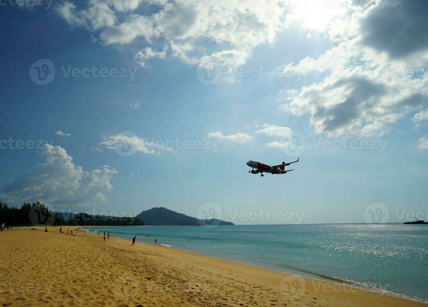 Viewpoint of the sea and planes in Mai Khao Beach, Phuket photo