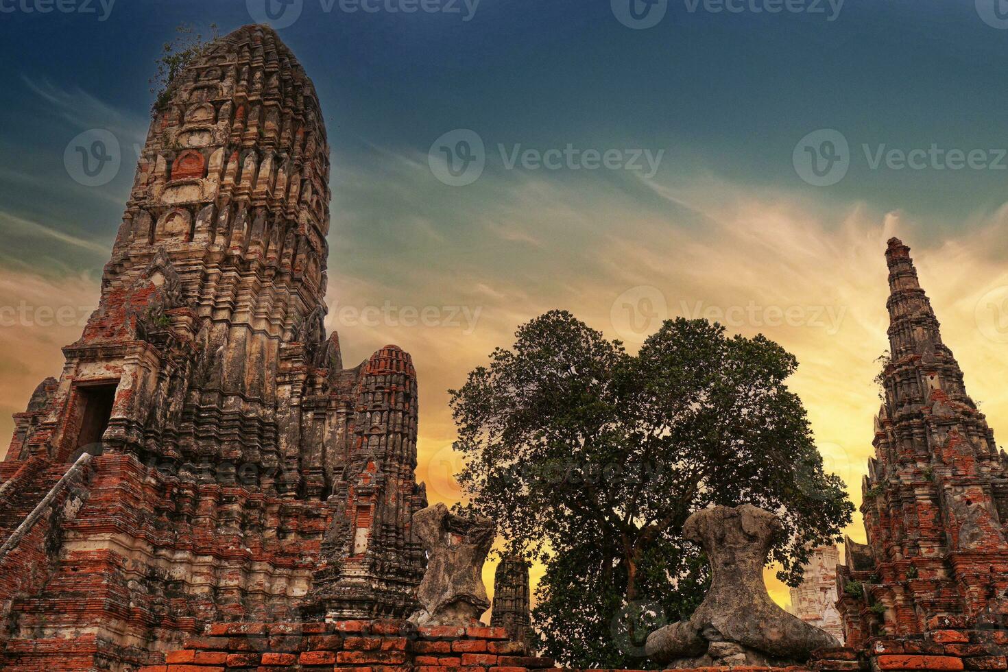 Ayutthaya Historical Park, ancient and beautiful temple in Ayutthaya period Wat Chaiwatthanaram, Thailand photo