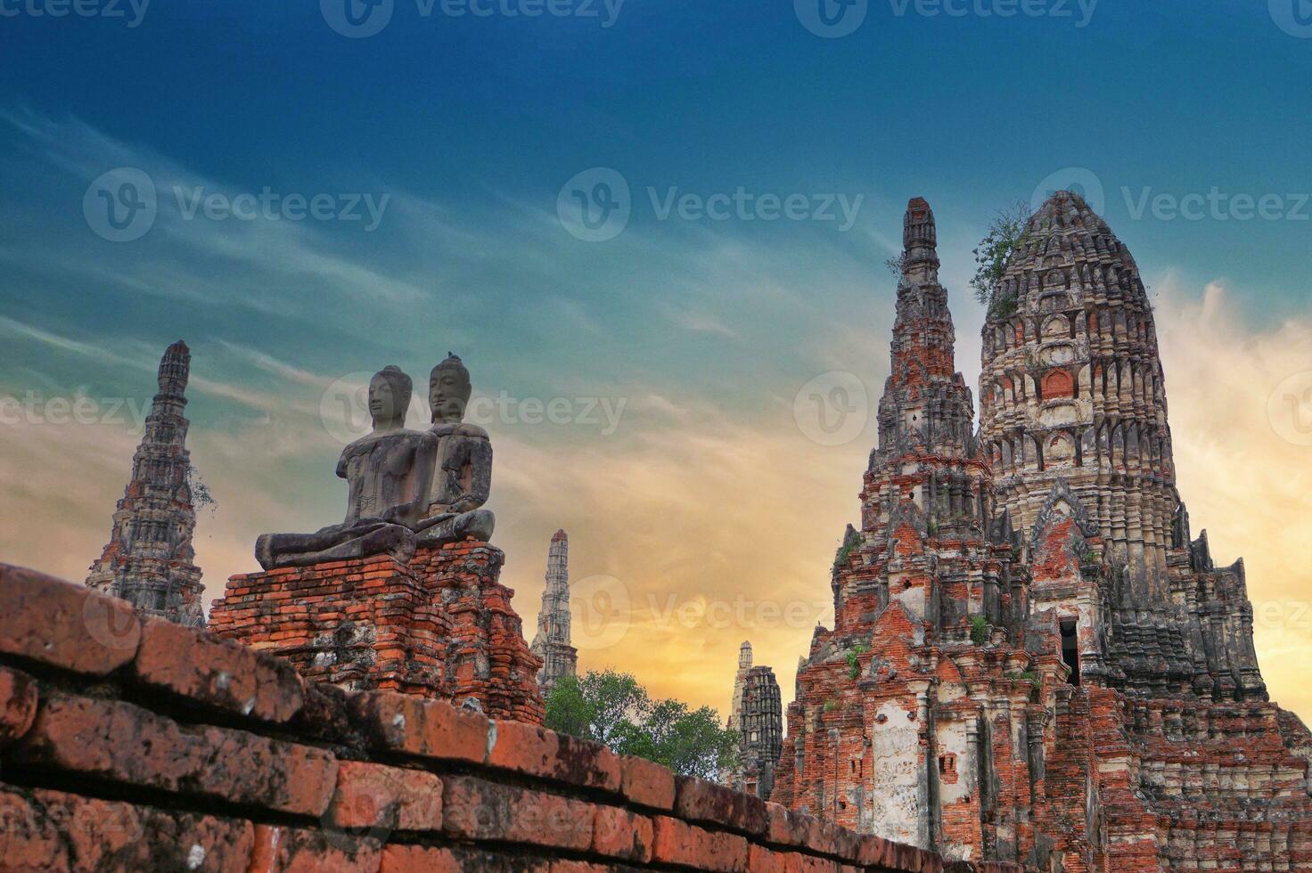 Ayutthaya Historical Park, ancient and beautiful temple in Ayutthaya period Wat Chaiwatthanaram, Thailand photo