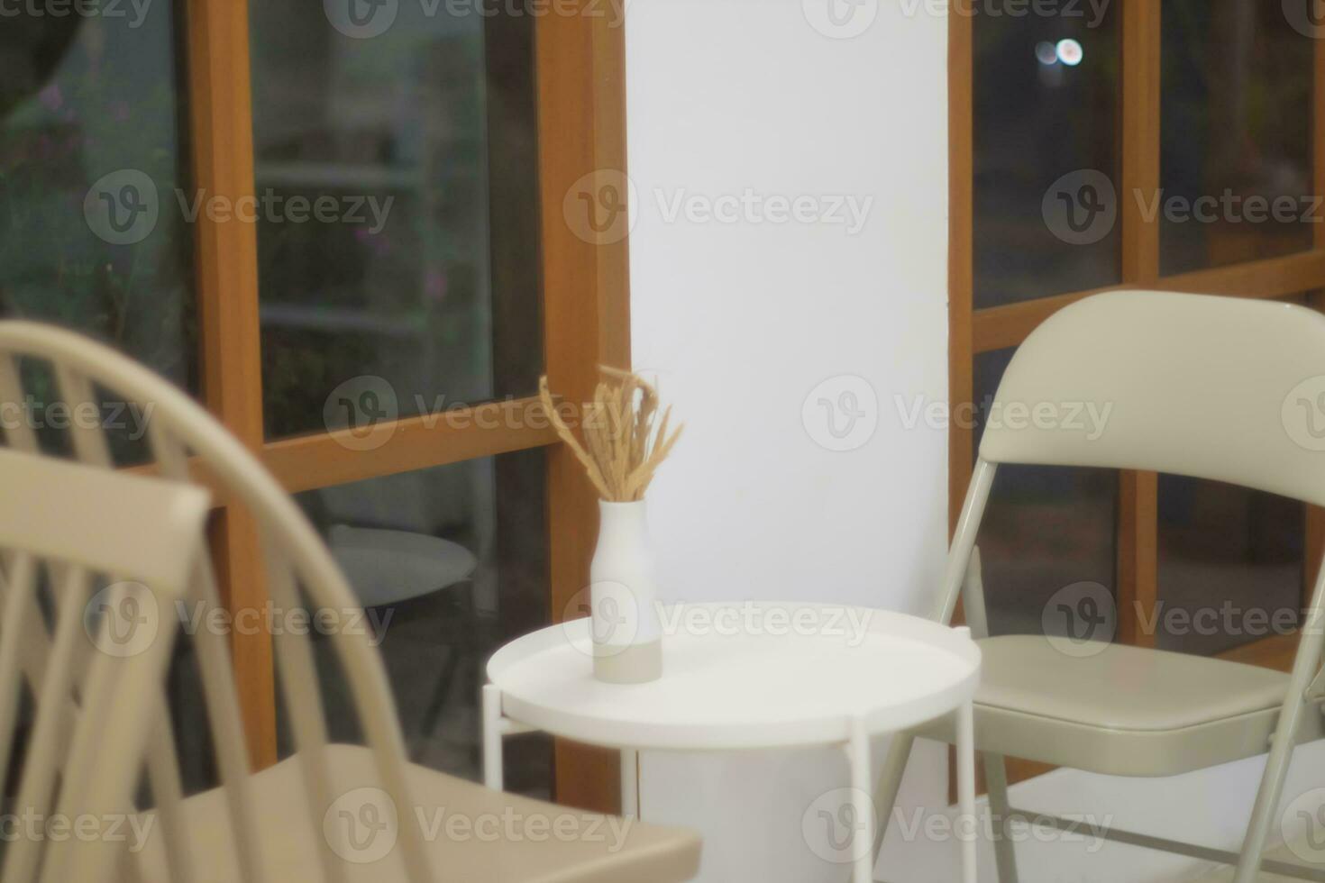 Table and chair in minimal cafe photo