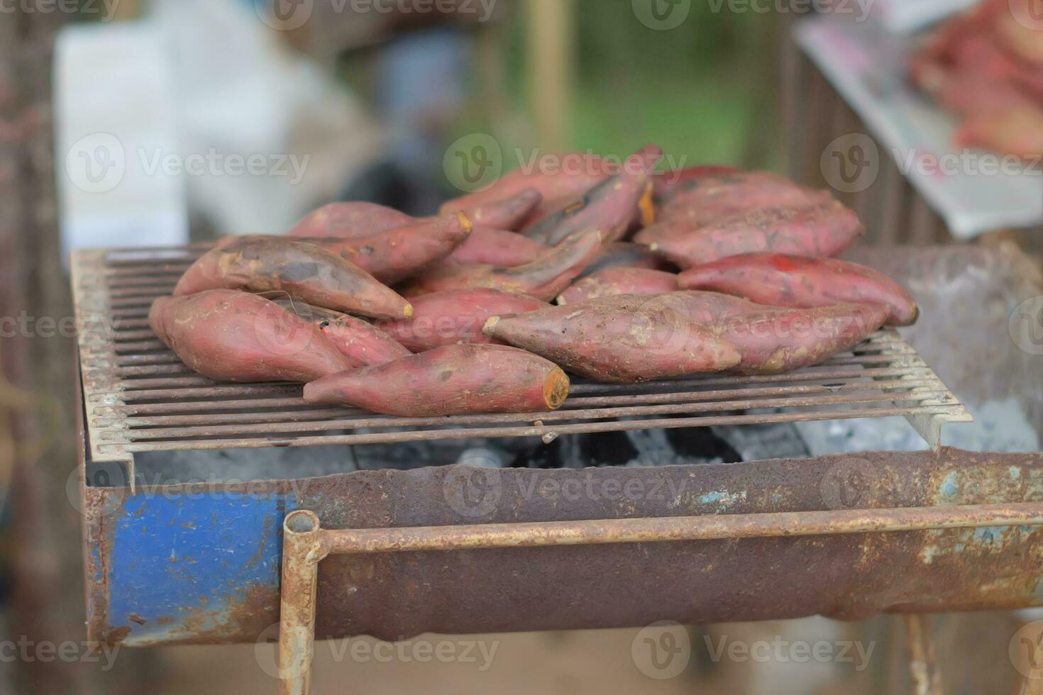 Potato grill in a market photo