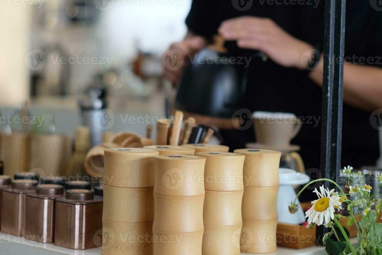 Barista making a cup of coffee with manual espresso coffee maker 14840909  Stock Photo at Vecteezy