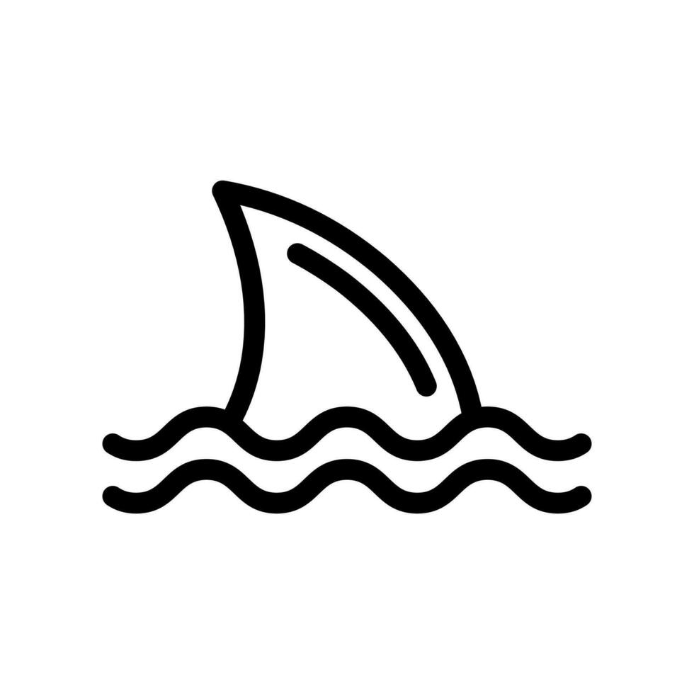 Shark fin icon in line style design isolated on white background. Editable stroke. vector
