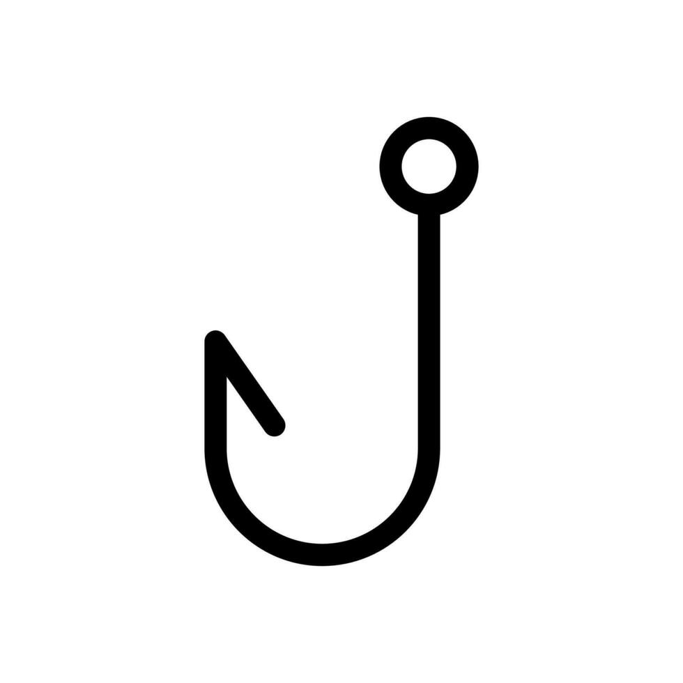 Fish hook, fishing bait icon in line style design isolated on white background. Editable stroke. vector
