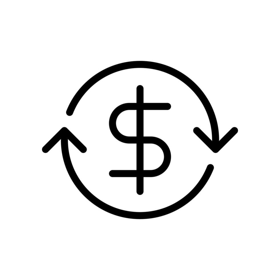Dollar transaction, dollar transfer icon in line style design isolated on white background. Editable stroke. vector