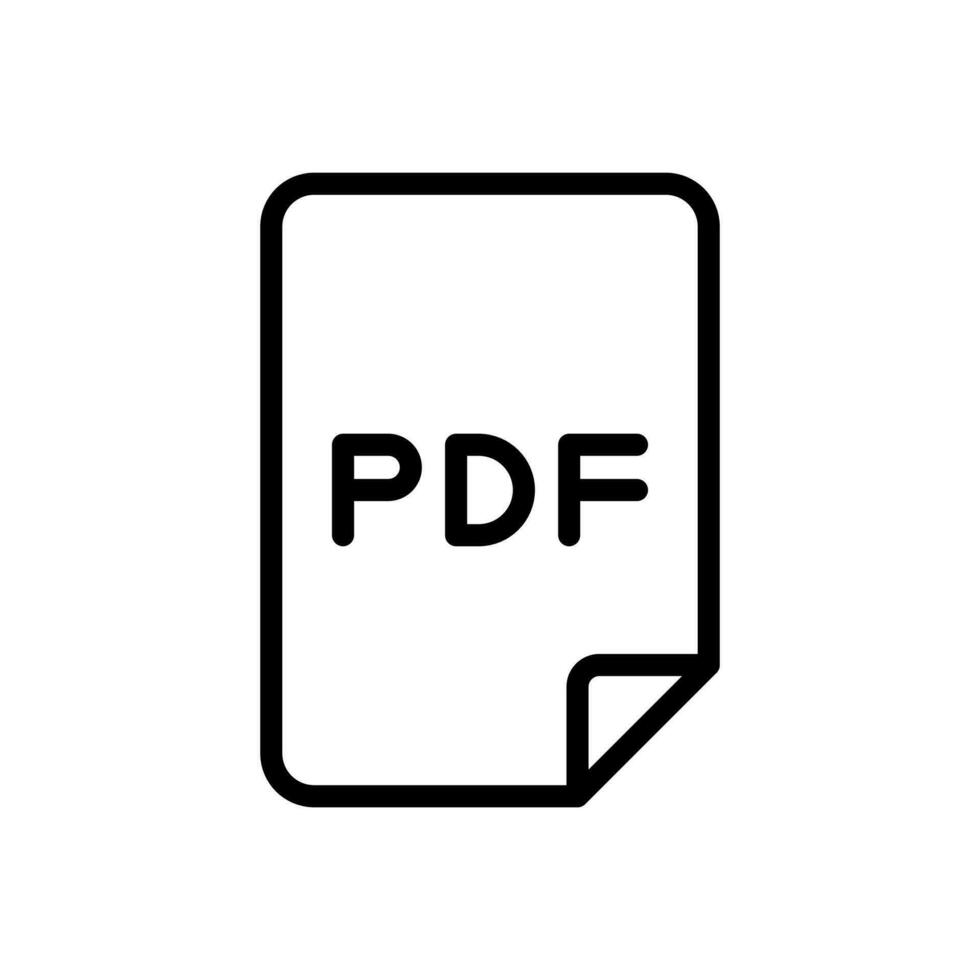 Pdf file document icon in line style design isolated on white background. Editable stroke. vector