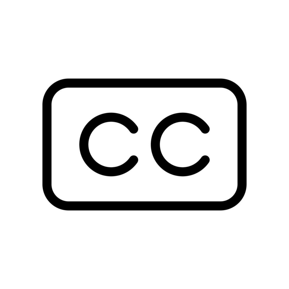 CC, closed captioning symbol icon in line style design isolated on