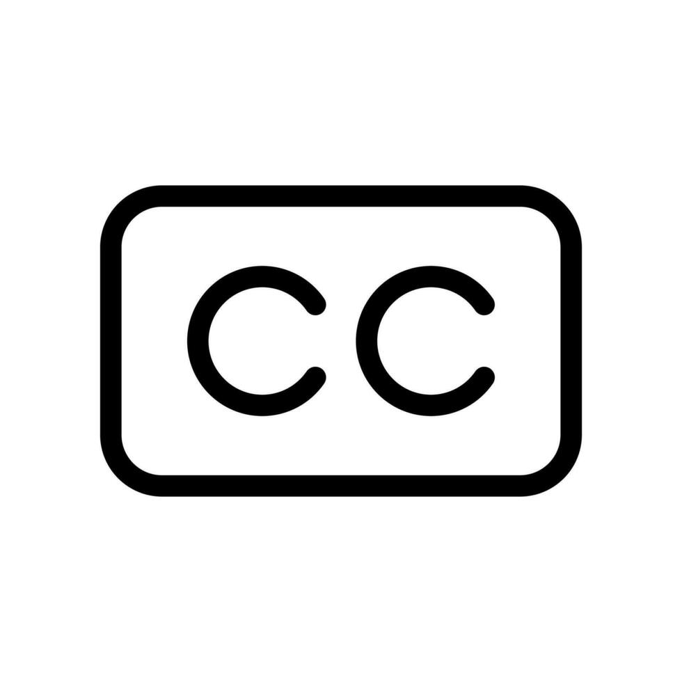 CC, closed captioning symbol icon in line style design isolated on white background. Editable stroke. vector